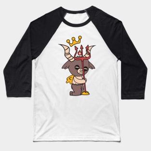 Cute Little Satan Goat with Crown and Trident Baseball T-Shirt